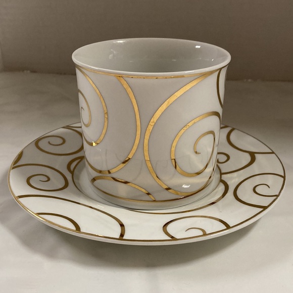 Pier 1 Gold Swirl Porcelain Cup and Saucer Set - Picture 3 of 10